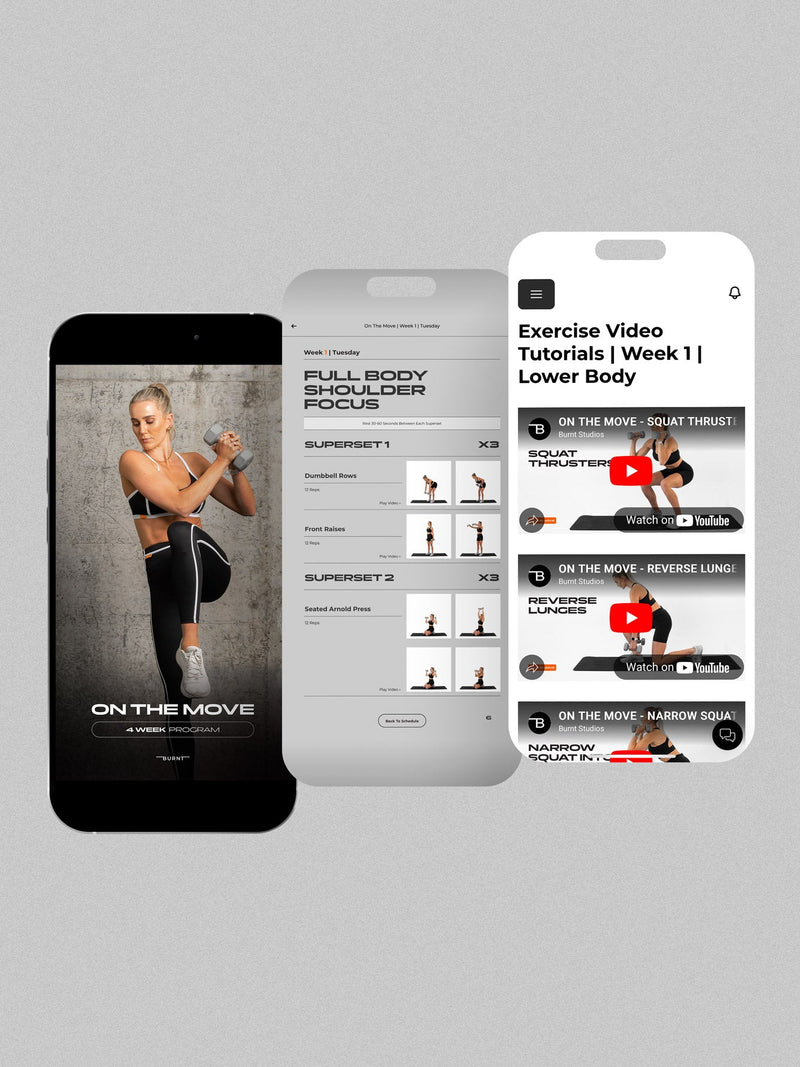 On the Move | Women's 4 Week at Home/Gym Program - Burnt Studios® - Premium Activewear